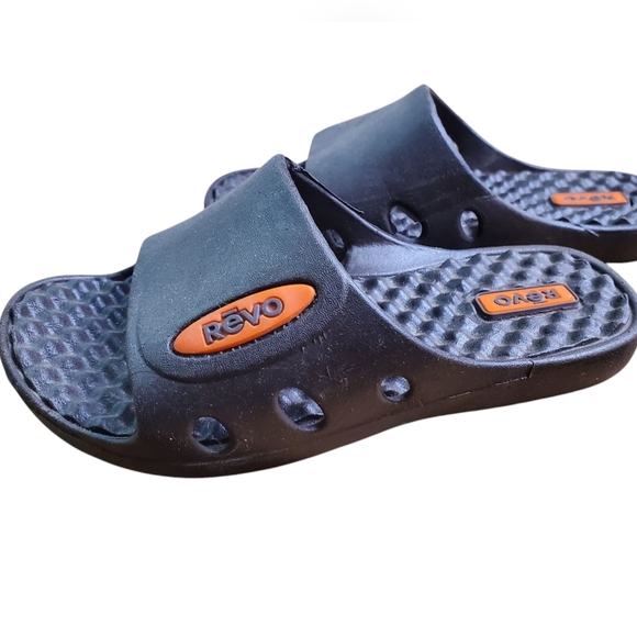 Kids Revo Blue and Orange Slide Sandals. SMALL - Picture 8 of 10